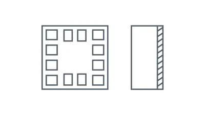 12-pin LGA package: 2 mm x 2 mm x 0.95 mm