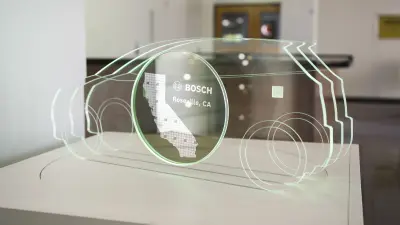 Polycrylic model of car with silicon wafer, etched with image of the state of California. 