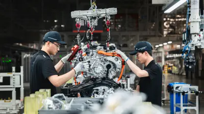 Xiaomi’s SU7 rolling off the production line at the new plant in Beijing.